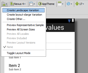 Konfigurationsmenü für andere Ausrichtungen und Größen Konfigurationsmenü für andere Ausrichtungen und Größen