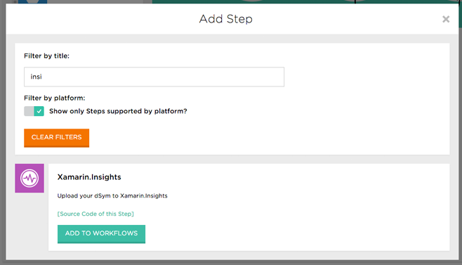 Add Xamarin.Insights to workflow Add Xamarin.Insights to workflow