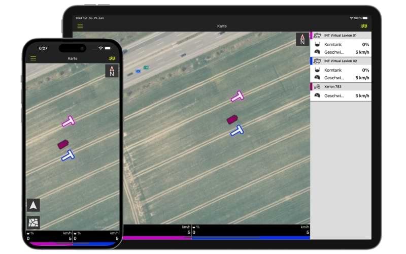 Darstellung der Fleet View App auf Smartphone und Tablet