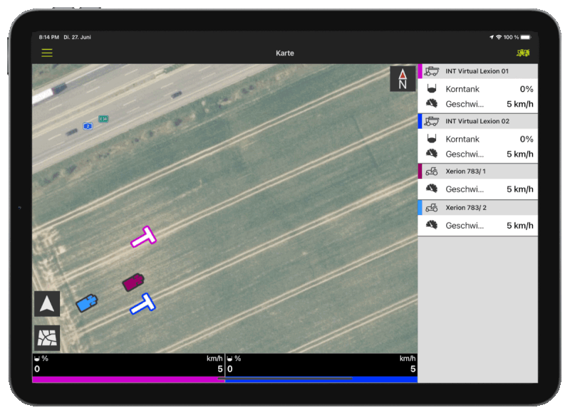 Animation zur Darstellung der Maschinenbewegung auf einer Karte in der Fleet View App