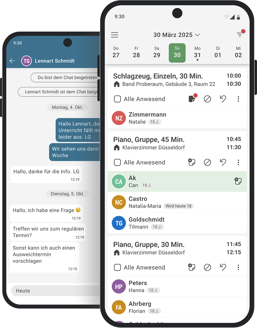 Zwei Smartphones mit Beispiel für B2B-App-Entwicklung und UI/UX-Design unserer App-Agentur.