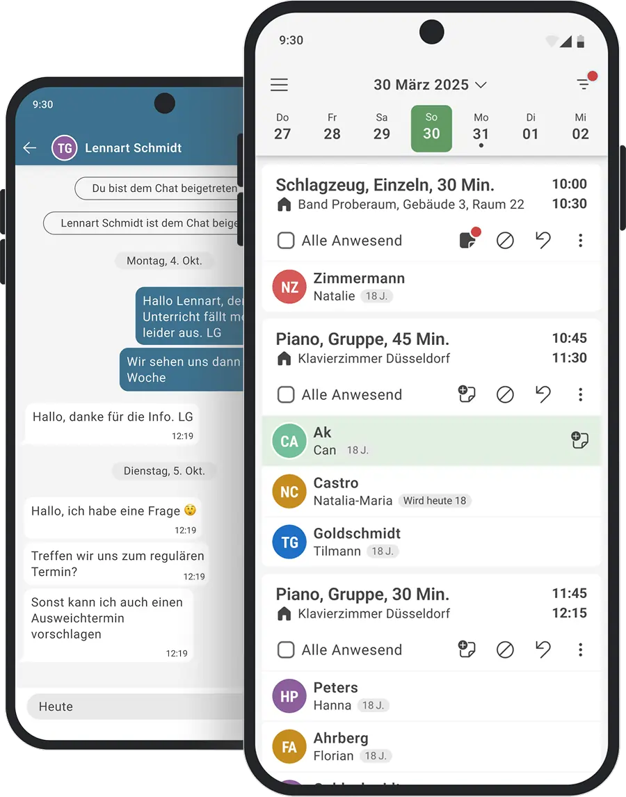 Zwei Smartphones mit Beispiel für B2B-App-Entwicklung und UI/UX-Design unserer App-Agentur.